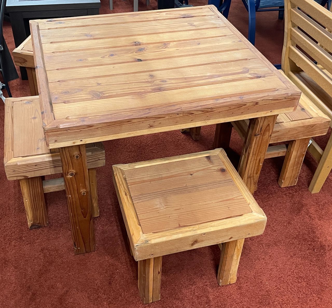 3' Square Redwood Dine Set